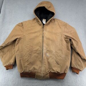 Vintage Carhartt Duck Quilt Lined Jacket Brown Mens 46 Made in USA